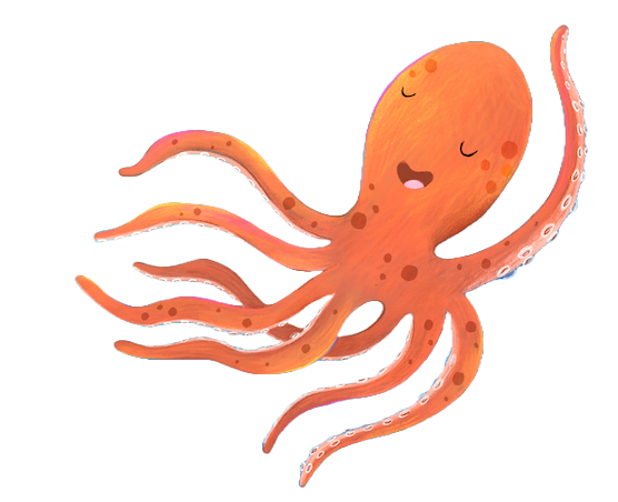 Illustration of an orange octopus